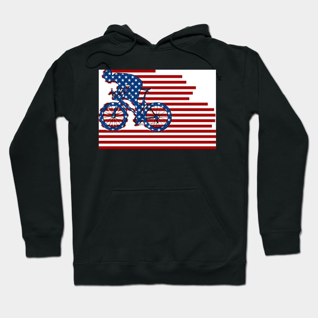 Cycling USA Flag Biker Hoodie by Redmanrooster